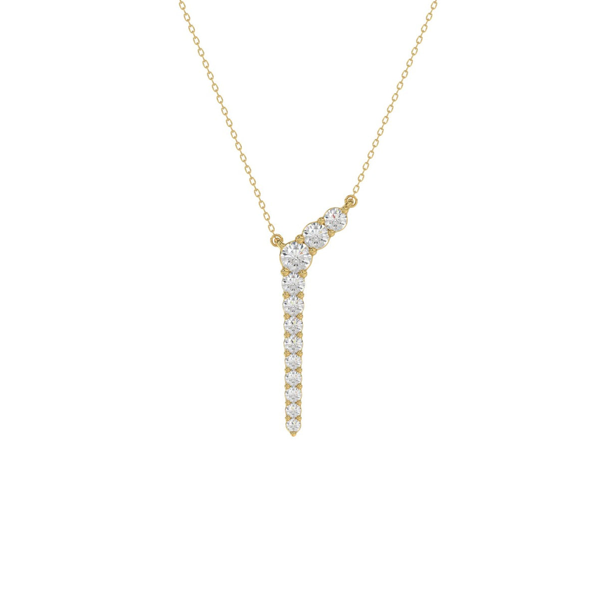 10K Yellow Gold 1/3Ct Round Diamond Y Shape Necklace Elegant Women Fine Jewelry (Color F-G -Clarity Vs1/Vs2)