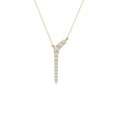 10K Yellow Gold 1/3Ct Round Diamond Y Shape Necklace Elegant Women Fine Jewelry (Color F-G -Clarity Vs1/Vs2)