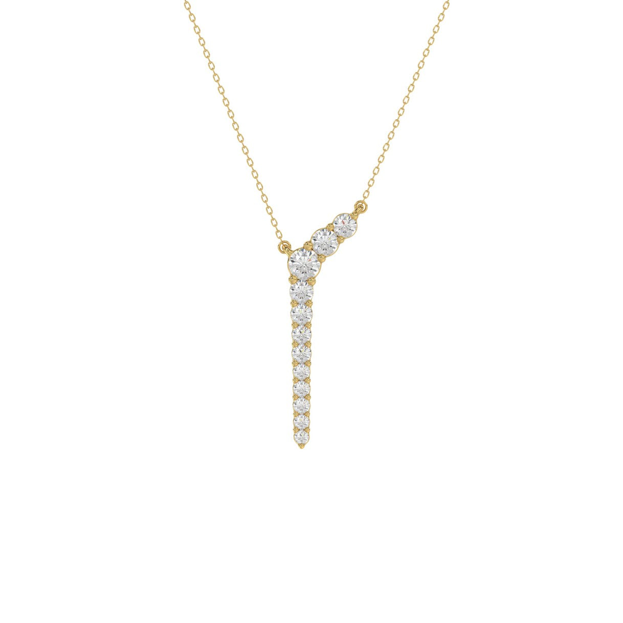 10K Yellow Gold 1/3Ct Round Diamond Y Shape Necklace Elegant Women Fine Jewelry (Color F-G -Clarity Vs1/Vs2)