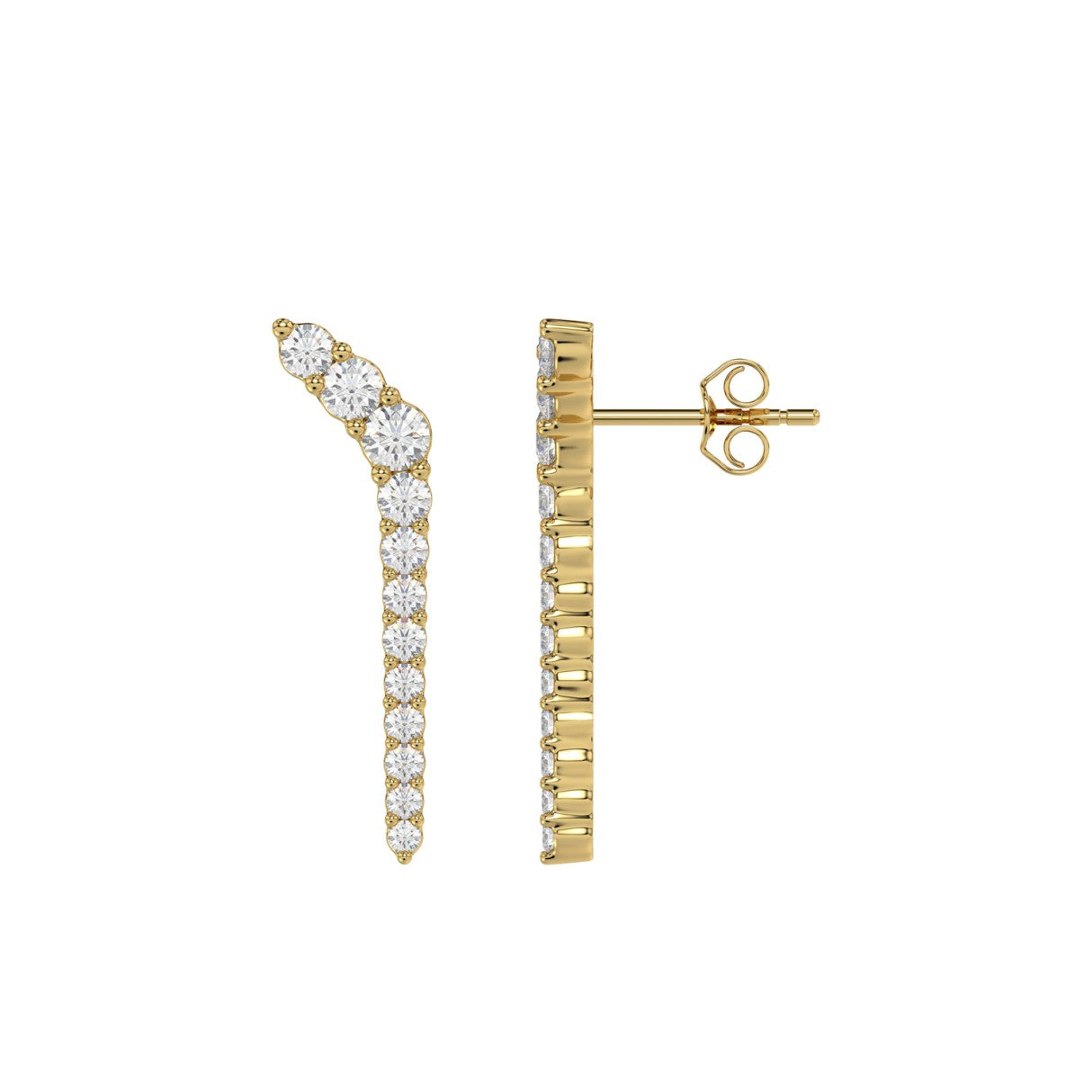 10K Yellow Gold 1/2 Ct Round Lab Brown Diamond Elegant Ladies Fine Jewelry Fashion Earrings (Color F-G -Clarity Vs1/Vs2)