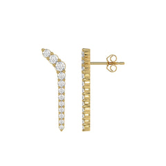 10K Yellow Gold 1/2 Ct Round Lab Brown Diamond Elegant Ladies Fine Jewelry Fashion Earrings (Color F-G -Clarity Vs1/Vs2)