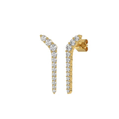 10K Yellow Gold 1/2 Ct Round Lab Brown Diamond Elegant Ladies Fine Jewelry Fashion Earrings (Color F-G -Clarity Vs1/Vs2)