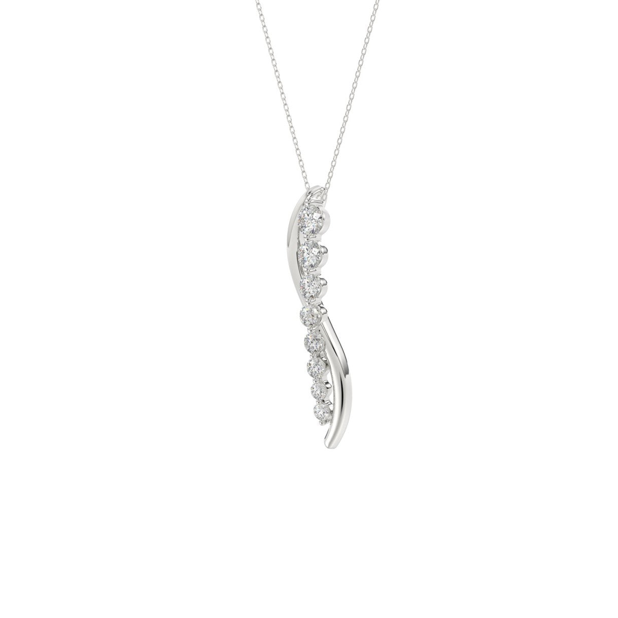 10K White Gold 3/8 Ct Round Lab-Grown Diamond Pendant With Chain Women Fancy Fashion Jewelry (Color F-G -Clarity Vs1/Vs2)