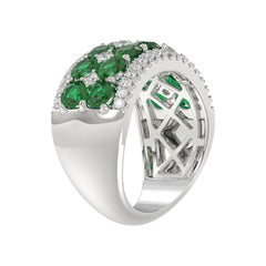 14K WHITE GOLD 4.00CT ROUND DIAMOND LADIES RING (CENTER STONE ROUND EMERALD DIAMOND 3 1/2CT)