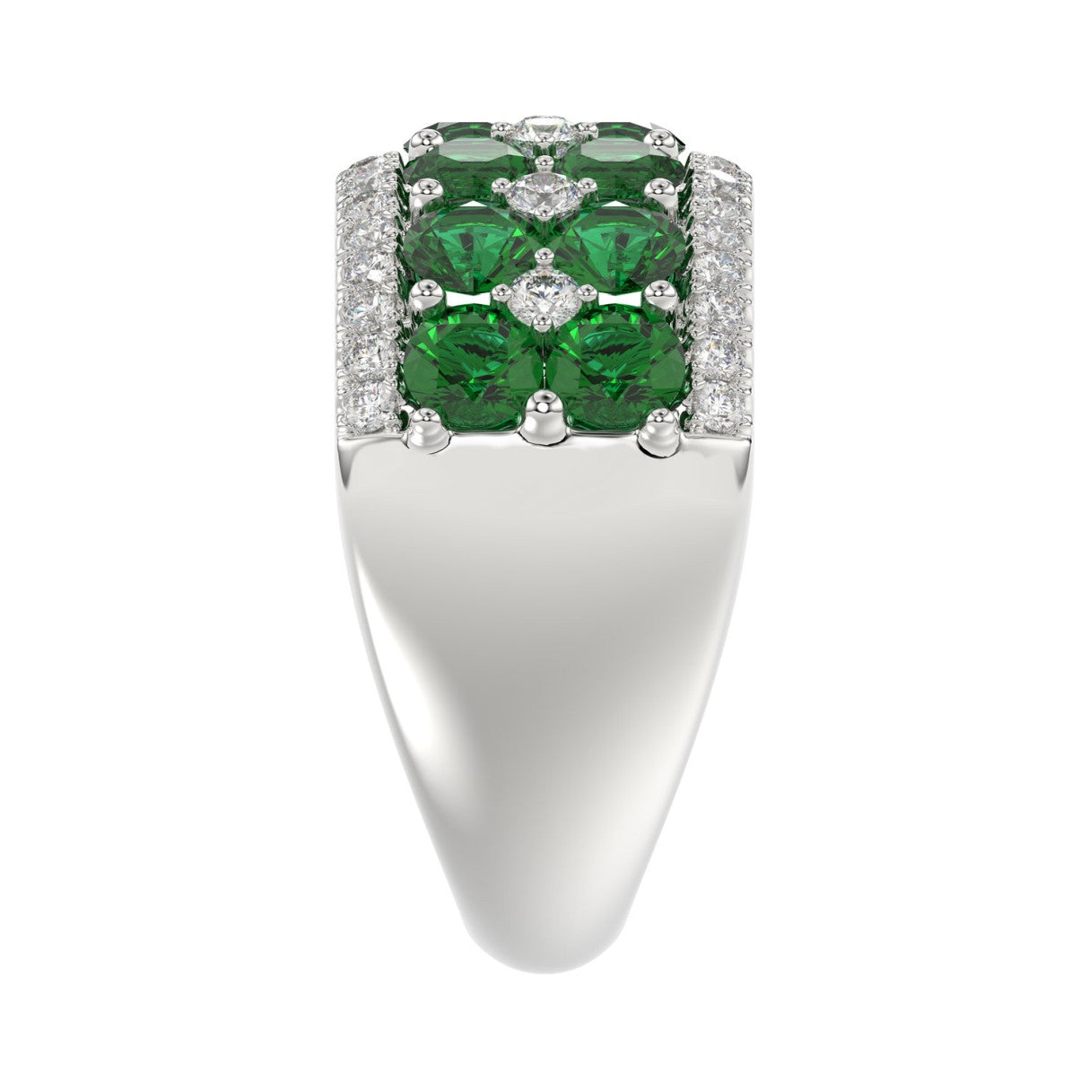 14K WHITE GOLD 4.00CT ROUND DIAMOND LADIES RING (CENTER STONE ROUND EMERALD DIAMOND 3 1/2CT)
