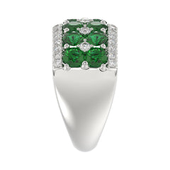 14K WHITE GOLD 4.00CT ROUND DIAMOND LADIES RING (CENTER STONE ROUND EMERALD DIAMOND 3 1/2CT)