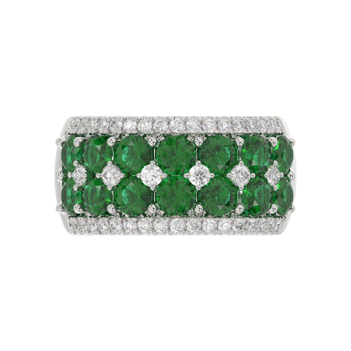 14K WHITE GOLD 4.00CT ROUND DIAMOND LADIES RING (CENTER STONE ROUND EMERALD DIAMOND 3 1/2CT)