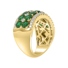 14K YELLOW GOLD 4.00CT ROUND DIAMOND LADIES RING (ROUND EMERALD DIAMOND 3 1/2CT)
