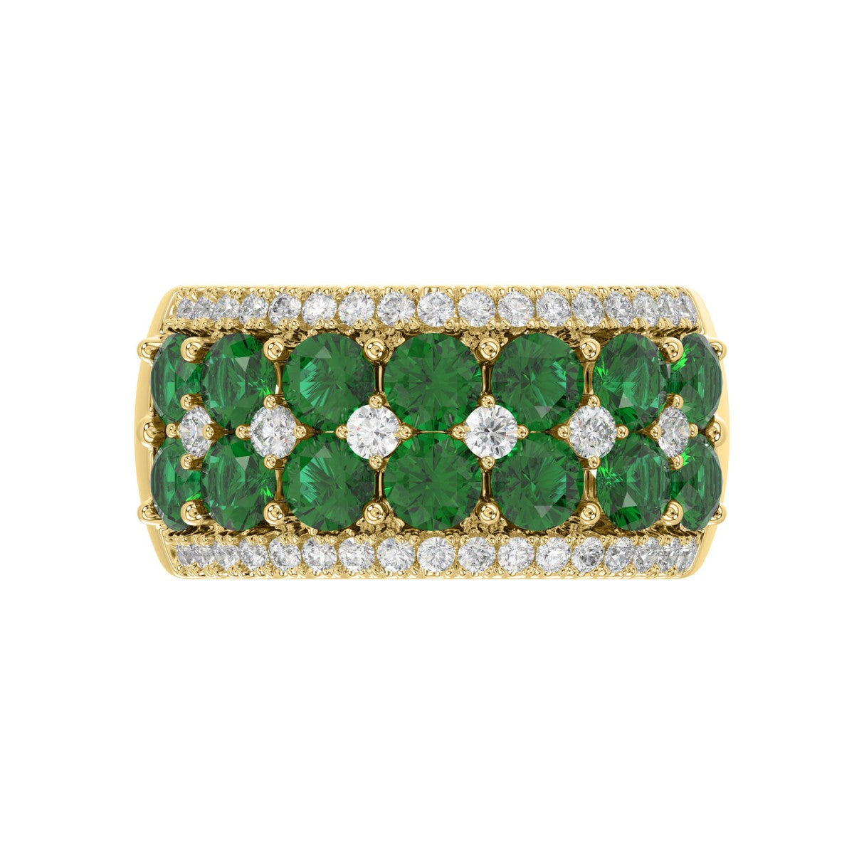 14K YELLOW GOLD 4.00CT ROUND DIAMOND LADIES RING (ROUND EMERALD DIAMOND 3 1/2CT)