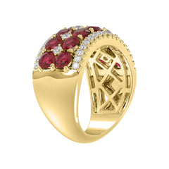 14K YELLOW GOLD 4.00CT ROUND DIAMOND LADIES RING (CENTER STONE ROUND RUBY DIAMOND 3 1/2CT)