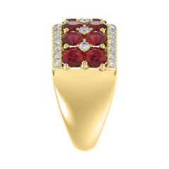 14K YELLOW GOLD 4.00CT ROUND DIAMOND LADIES RING (CENTER STONE ROUND RUBY DIAMOND 3 1/2CT)