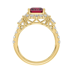 14K YELLOW GOLD 4 1/2CT ROUND/EMERALD DIAMOND LADIES RING (CENTER STONE RUBY EMERALD DIAMOND 3CT)