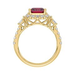 14K YELLOW GOLD 4 1/2CT ROUND/EMERALD DIAMOND LADIES RING (CENTER STONE RUBY EMERALD DIAMOND 3CT)