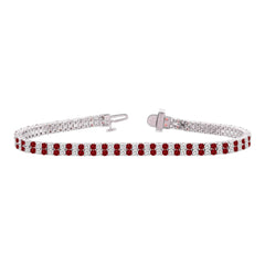 14K WHITE GOLD 5 3/4CT ROUND/RUBY ROUND DIAMOND LADIES BRACELET (RUBY ROUND DIAMOND 2 3/4CT)