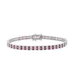 14K WHITE GOLD 5 3/4CT ROUND/RUBY ROUND DIAMOND LADIES BRACELET (RUBY ROUND DIAMOND 2 3/4CT)
