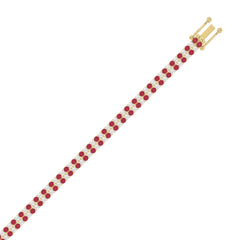 14K YELLOW GOLD 5 3/4CT ROUND/RUBY ROUND DIAMOND LADIES BRACELET (RUBY ROUND DIAMOND 2 3/4CT)