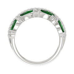 14K WHITE GOLD 2 3/8CT ROUND/MARQUISE DIAMOND LADIES RING (GREEN EMERALD MARQUISE DIAMOND 1 1/2CT)