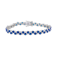 14K WHITE GOLD 9.00CT BAGUETTE/ROUND DIAMOND LADIES BRACELET (BLUE SAPPHIRE ROUND DIAMOND 7 7/8CT)