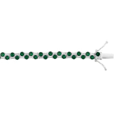 14K WHITE GOLD 8.00CT BAGUETTE/ROUND DIAMOND LADIES BRACELET (GREEN EMERALD ROUND DIAMOND 6 5/8CT)