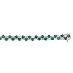 14K WHITE GOLD 8.00CT BAGUETTE/ROUND DIAMOND LADIES BRACELET (GREEN EMERALD ROUND DIAMOND 6 5/8CT)