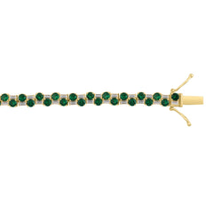 14K YELLOW GOLD 9.00CT BAGUETTE/ROUND DIAMOND LADIES BRACELET (GREEN EMERALD ROUND DIAMOND 7 7/8CT)