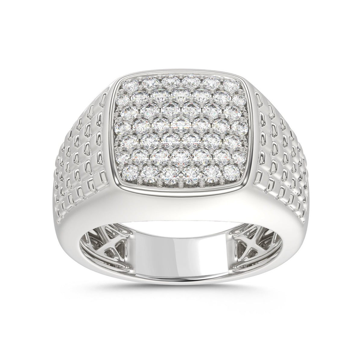 10K WHITE GOLD 1.00CT ROUND DIAMOND MEN'S RING
