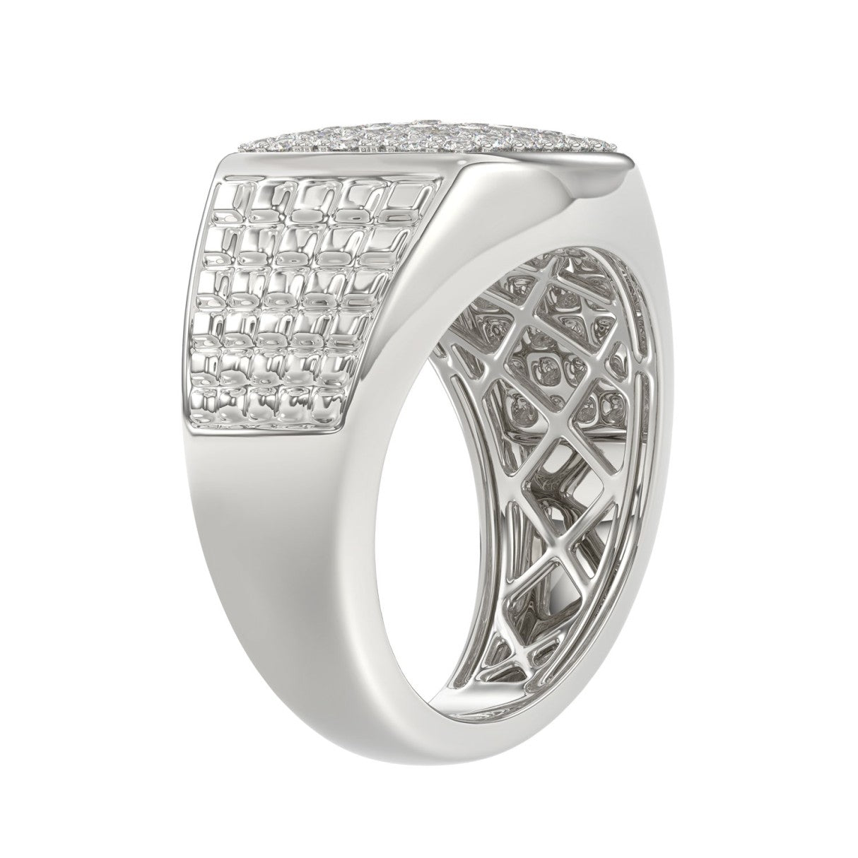 10K WHITE GOLD 1.00CT ROUND DIAMOND MEN'S RING