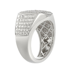 10K WHITE GOLD 1.00CT ROUND DIAMOND MEN'S RING