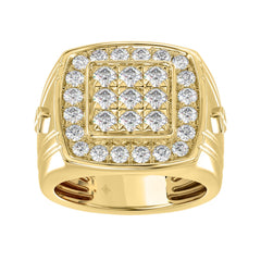 10K YELLOW GOLD 2.00CT ROUND DIAMOND MEN'S RING