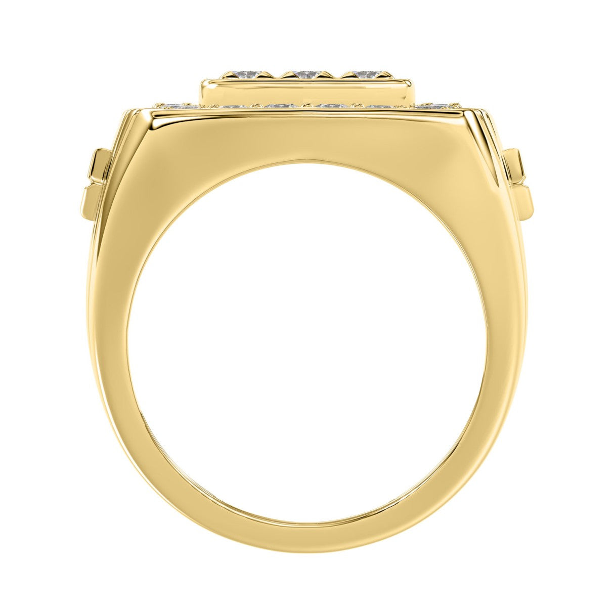 10K YELLOW GOLD 2.00CT ROUND DIAMOND MEN'S RING