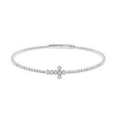 9K WHITE GOLD 1/6CT ROUND DIAMOND LADIES BANGLE