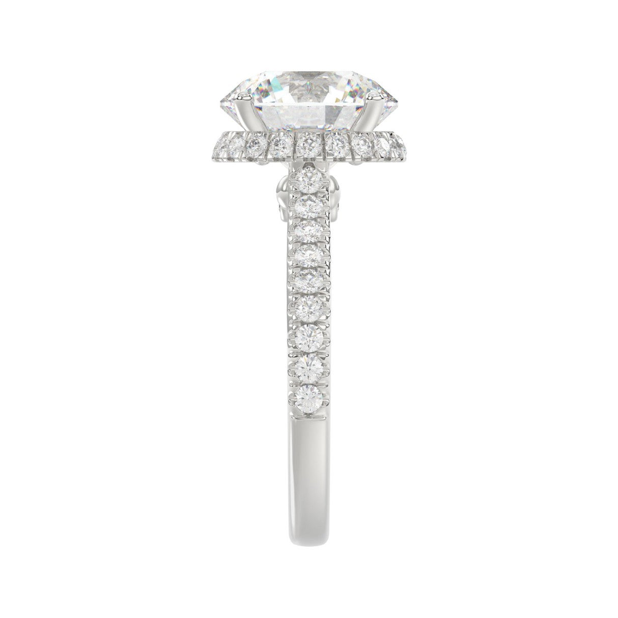 14K WHITE GOLD 4 1/2CT ROUND DIAMOND LADIES RING (CENTER STONE ROUND DIAMOND 4CT)