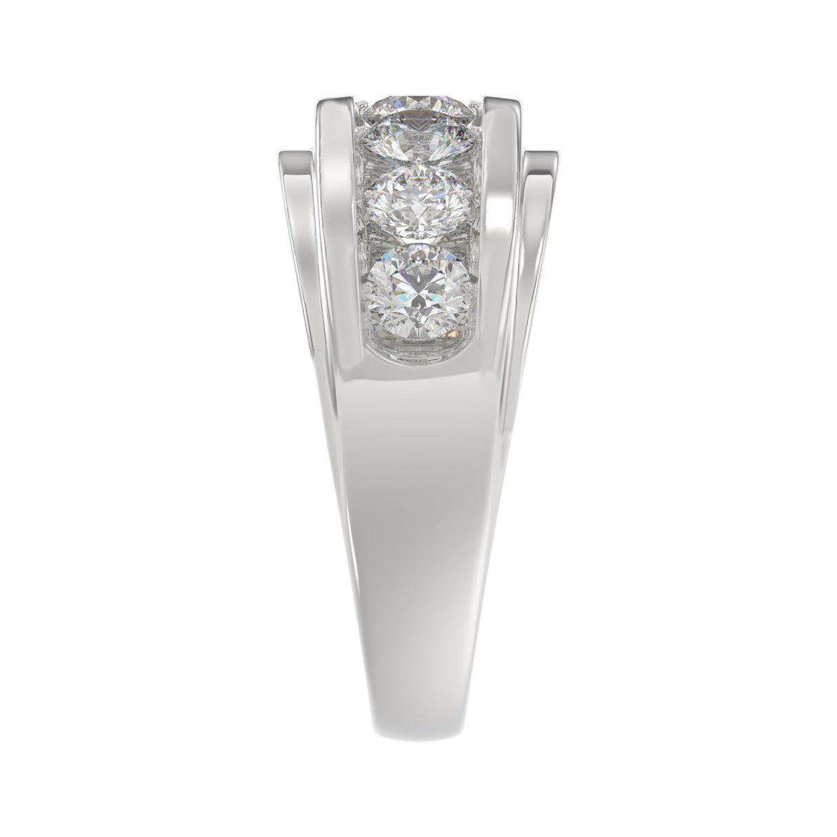 14K WHITE GOLD 2.00CT ROUND DIAMOND MEN'S BAND