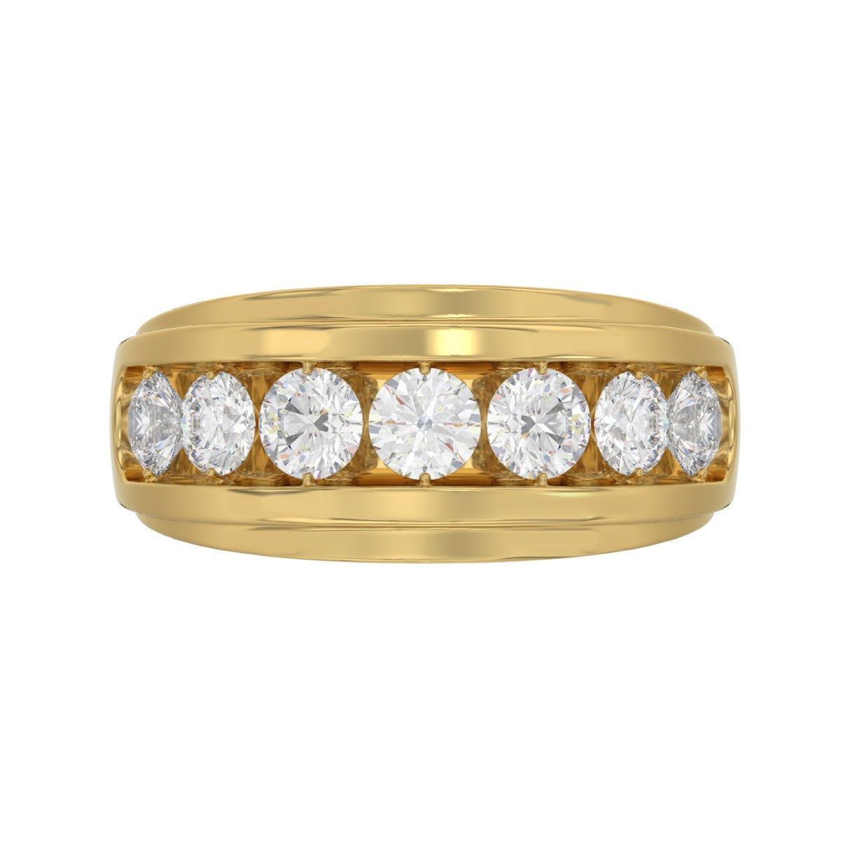 14K YELLOW GOLD 2.00CT ROUND DIAMOND MEN'S BAND
