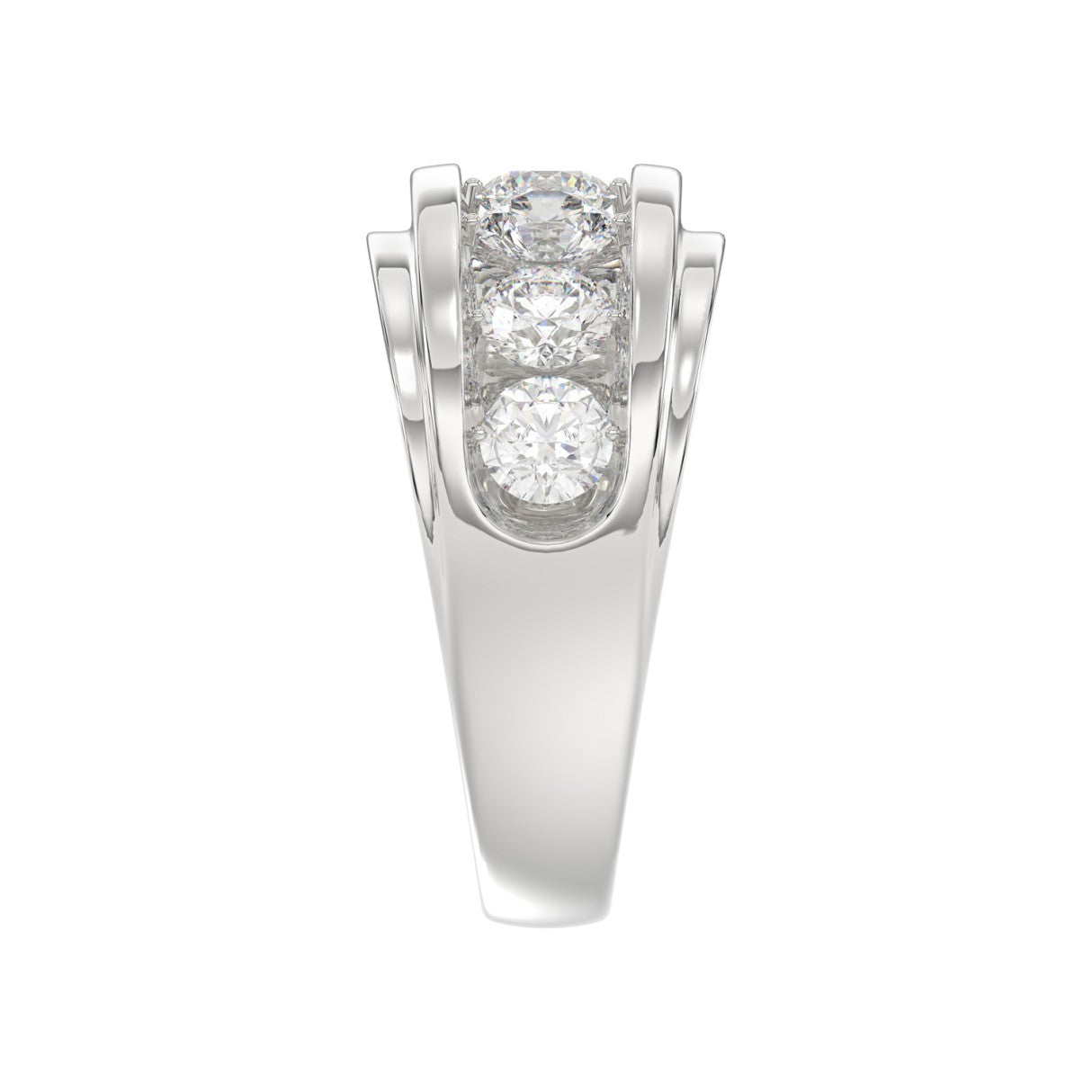 14K WHITE GOLD 3.00CT ROUND DIAMOND MEN'S BAND
