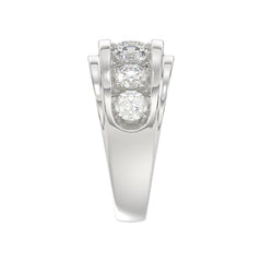 14K WHITE GOLD 3.00CT ROUND DIAMOND MEN'S BAND