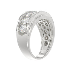 14K WHITE GOLD 3.00CT ROUND DIAMOND MEN'S BAND