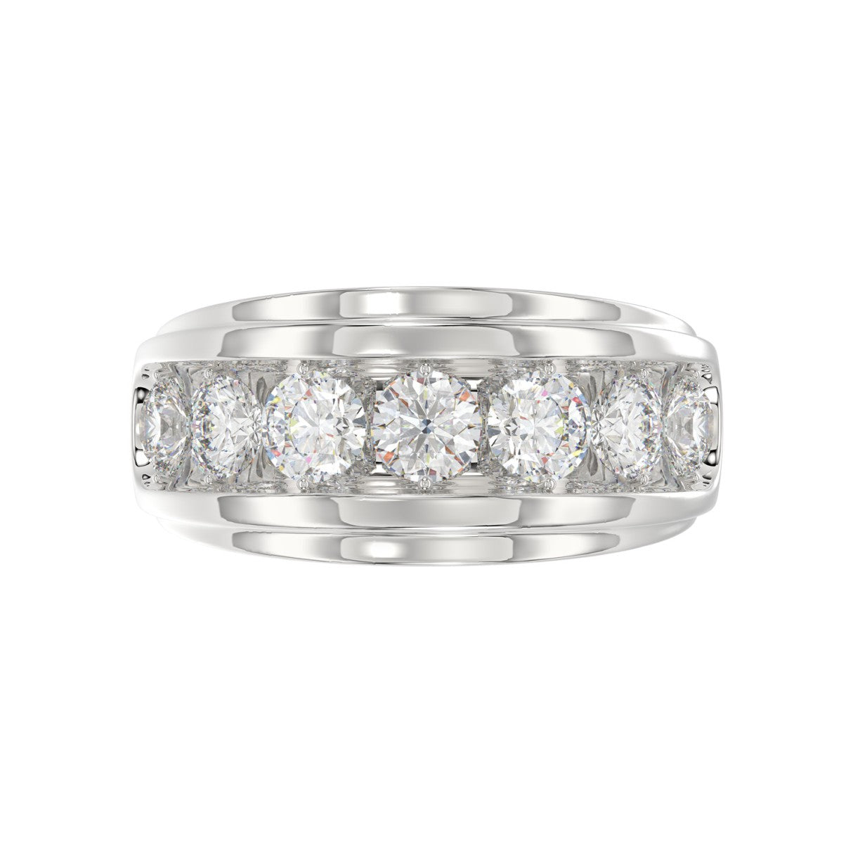 14K WHITE GOLD 3.00CT ROUND DIAMOND MEN'S BAND