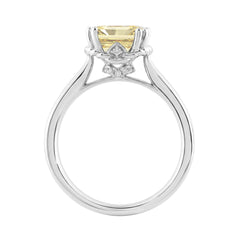 14K WHITE GOLD 3.00CT ROUND/YELLOW CUSHION DIAMOND LADIES RING (CENTER STONE YELLOW CUSHION DIAMOND 3CT)