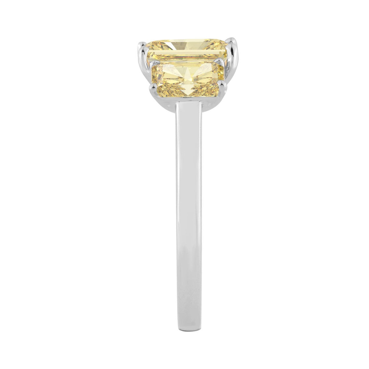 14K WHITE GOLD 2 1/2CT YELLOW RADIANT DIAMOND LADIES RING (CENTER STONE YELLOW RADIANT DIAMOND 1 1/2CT)