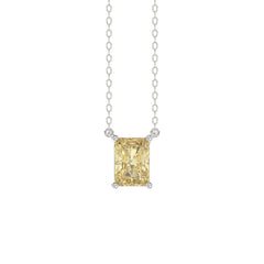 14K WHITE GOLD 1.00CT YELLOW RADIANT DIAMOND LADIES PENDANT