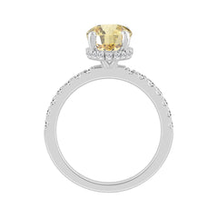 14K WHITE GOLD 3 3/4CT OVAL/ROUND DIAMOND LADIES RING (CENTER STONE YELLOW OVAL DIAMOND 3CT)