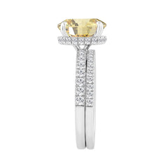14K WHITE GOLD 3 3/4CT OVAL/ROUND DIAMOND LADIES RING (CENTER STONE YELLOW OVAL DIAMOND 3CT)