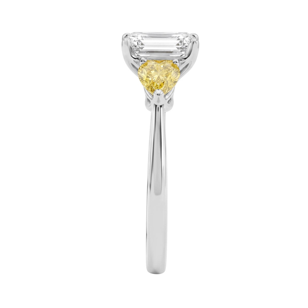14K WHITE GOLD 2 1/2CT EMERALD/YELLOW PEAR DIAMOND LADIES RING (CENTER STONE EMERALD DIAMOND 1 1/2CT)