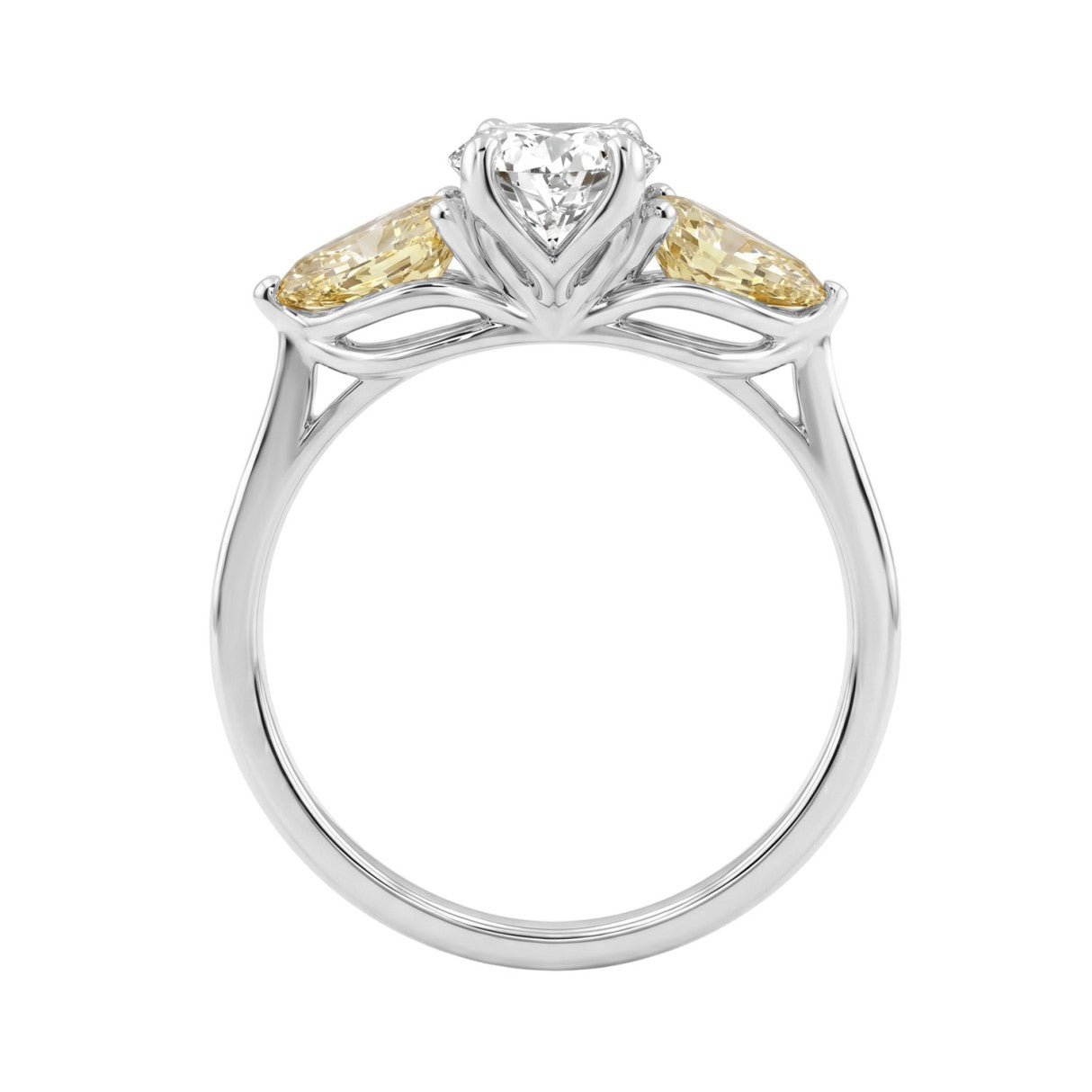 14K WHITE GOLD 2 1/2CT OVAL/YELLOW PEAR DIAMOND LADIES RING (CENTER STONE OVAL DIAMOND 1 1/2CT)