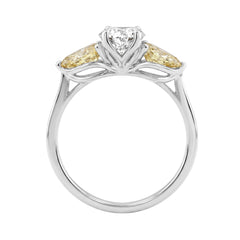 14K WHITE GOLD 2 1/2CT OVAL/YELLOW PEAR DIAMOND LADIES RING (CENTER STONE OVAL DIAMOND 1 1/2CT)