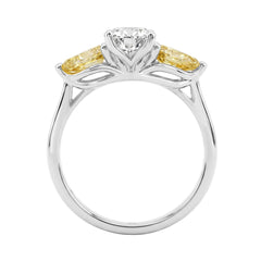 14K WHITE GOLD 2 1/4CT YELLOW PEAR DIAMOND LADIES RING (CENTER STONE PEAR DIAMOND 1 1/5CT)