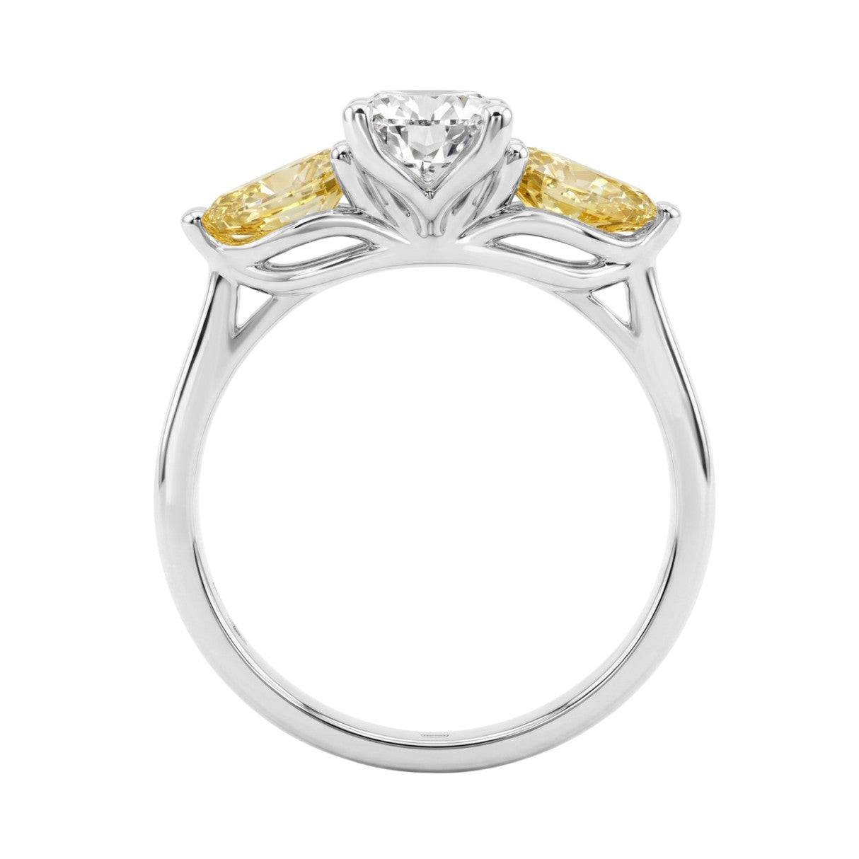 14K WHITE GOLD 2 1/4CT YELLOW PEAR DIAMOND LADIES RING (CENTER STONE PEAR DIAMOND 1 1/5CT)