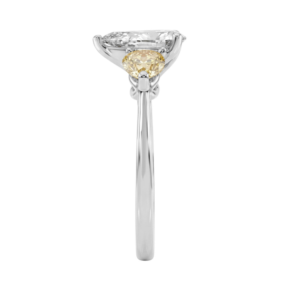 14K WHITE GOLD 2 1/4CT YELLOW PEAR DIAMOND LADIES RING (CENTER STONE PEAR DIAMOND 1 1/5CT)