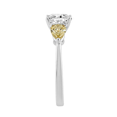 14K WHITE GOLD 2 5/8CT CUSHION/YELLOW PEAR DIAMOND LADIES RING (CENTER STONE CUSHION DIAMOND 1 1/2CT)